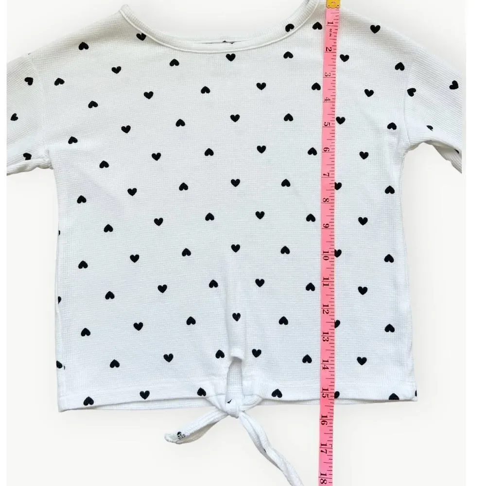 Children’s Place Girls Kids Long Sleeve Heart Print Tie Front Waffle Tee. 5. 5T.